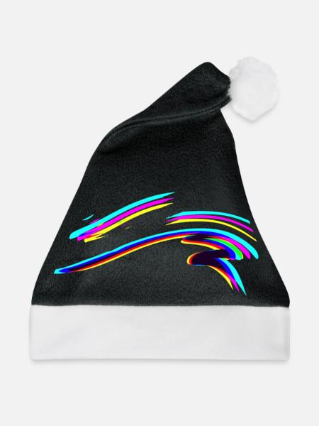 linien bunt farbig effektwelle wellen linie linien - Weihnachtsmütze - Schwarz/Weiß - Vorne