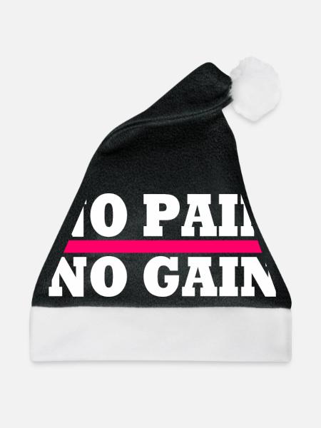 No pain no gain - Weihnachtsmütze - Schwarz/Weiß - Vorne