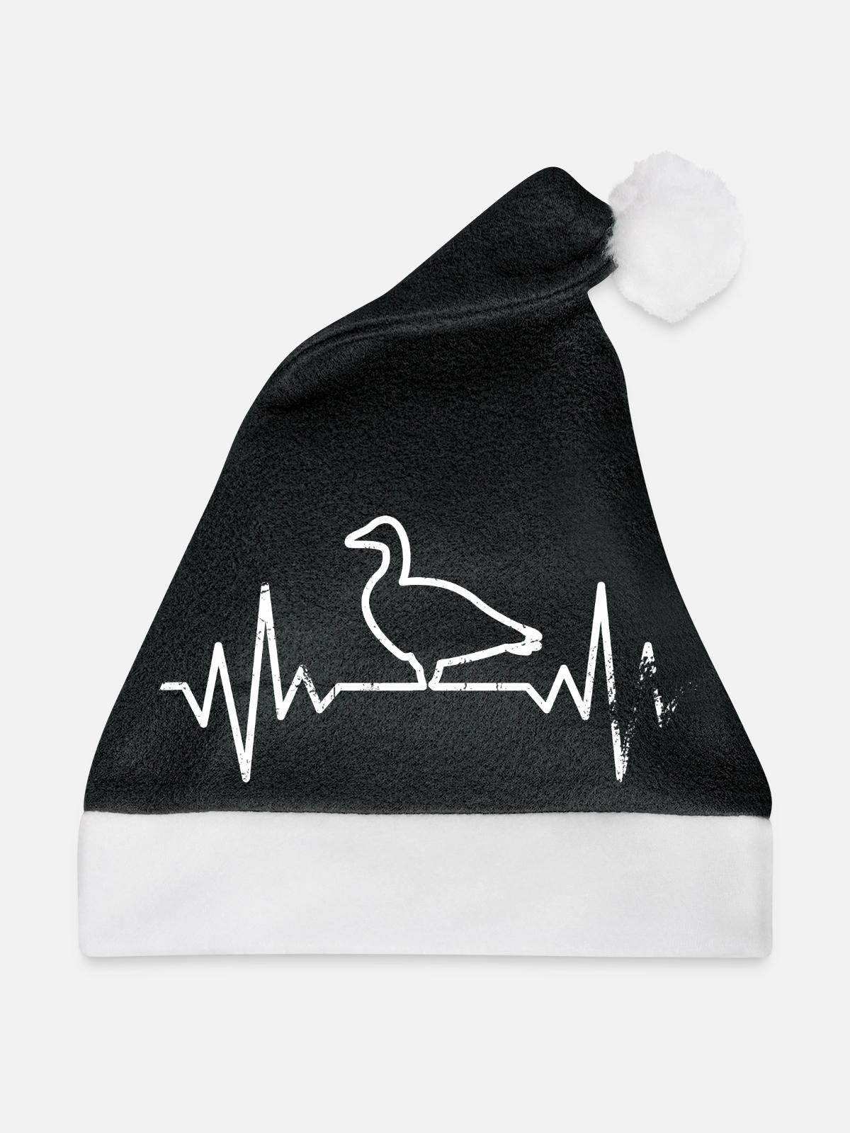 Ente - Weihnachtsmütze - Schwarz/Weiß - Vorne