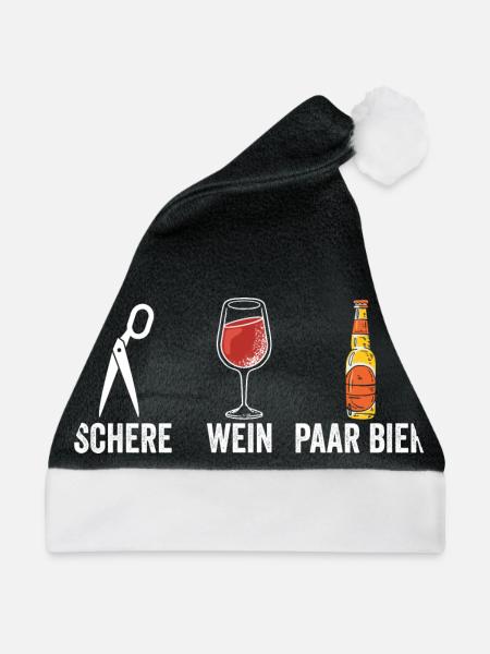 Wein Schere Paar Bier - Weihnachtsmütze - Schwarz/Weiß