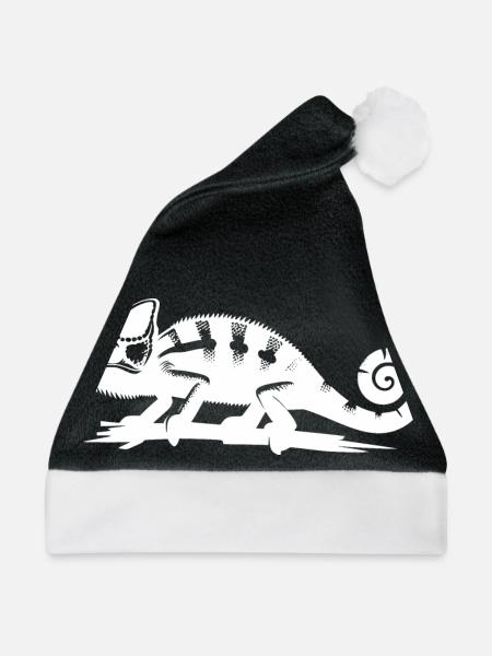 Terrarium Chamäleon Meister der tierischen Tarnung - Weihnachtsmütze - Schwarz/Weiß - Vorne