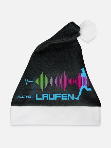 Läuferin - Alltags-Puls - good vibes (blau) - Weihnachtsmütze - Schwarz/Weiß