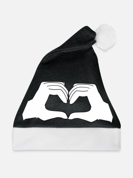 herz hände - Weihnachtsmütze - Schwarz/Weiß