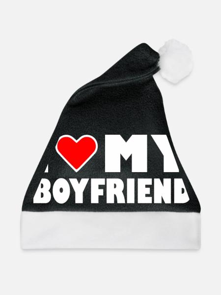 love my I heart my boyfriend - Weihnachtsmütze - Schwarz/Weiß - Vorne