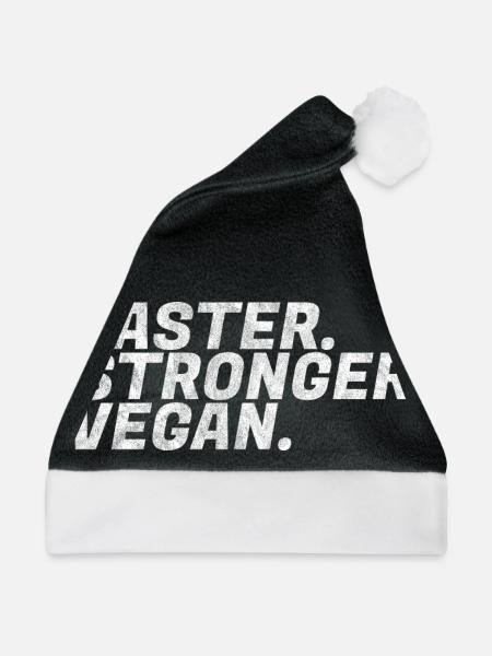 Faster, Stronger, Vegan Power Vegetarier Geschenk - Weihnachtsmütze - Schwarz/Weiß
