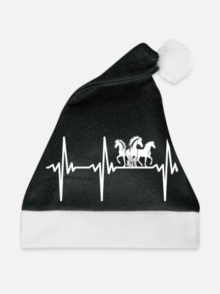 Herzschlag für stolze Wildpferde - Weihnachtsmütze - Schwarz/Weiß - Vorne