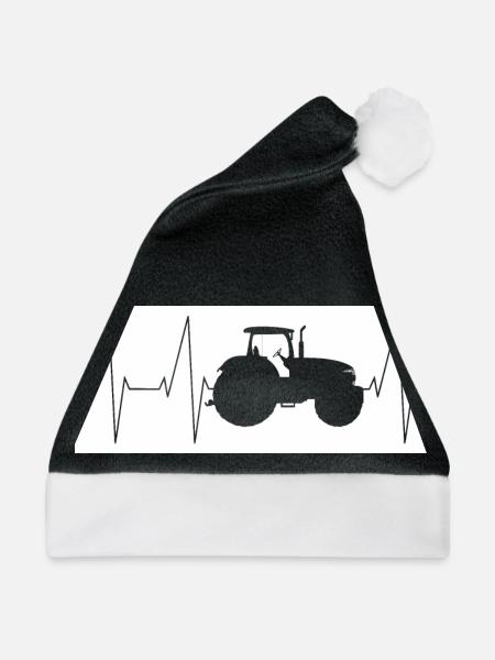 Traktor Herzschlag - Weihnachtsmütze - Schwarz/Weiß