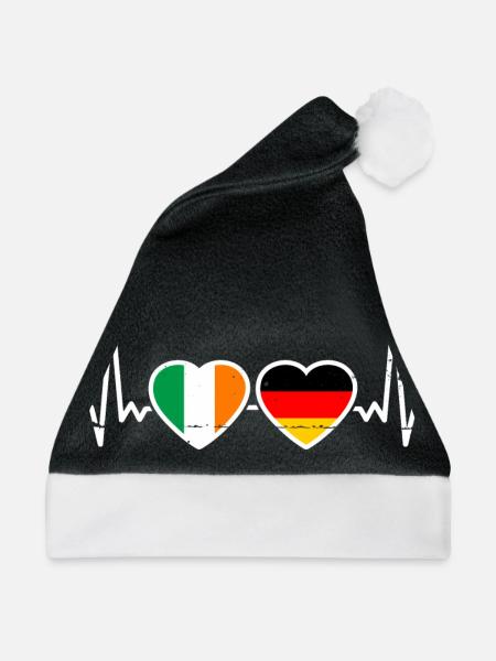 Irland Deutschland Herzschlag Flagge Ire Deutscher - Weihnachtsmütze - Schwarz/Weiß