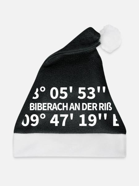 Biberach an der Riß Koordinaten - Weihnachtsmütze - Schwarz/Weiß - Vorne