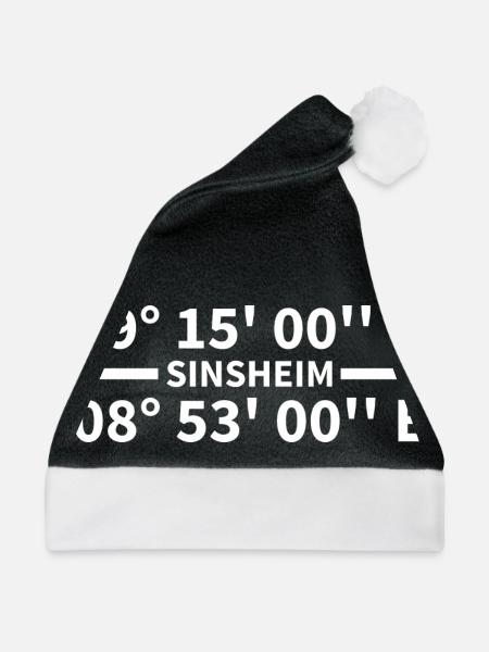 Sinsheim Koordinaten - Weihnachtsmütze - Schwarz/Weiß - Vorne