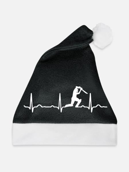 EKG HERZSCHLAG SCHWERTKÄMPFER White - Weihnachtsmütze - Schwarz/Weiß - Vorne