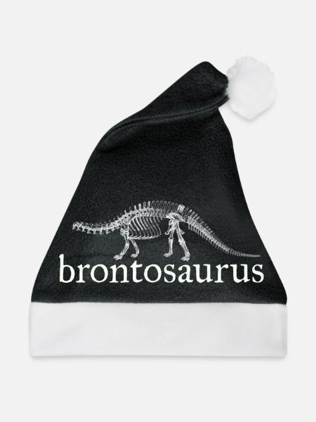 Brontosaurus Dinosaurier - Weihnachtsmütze - Schwarz/Weiß - Vorne