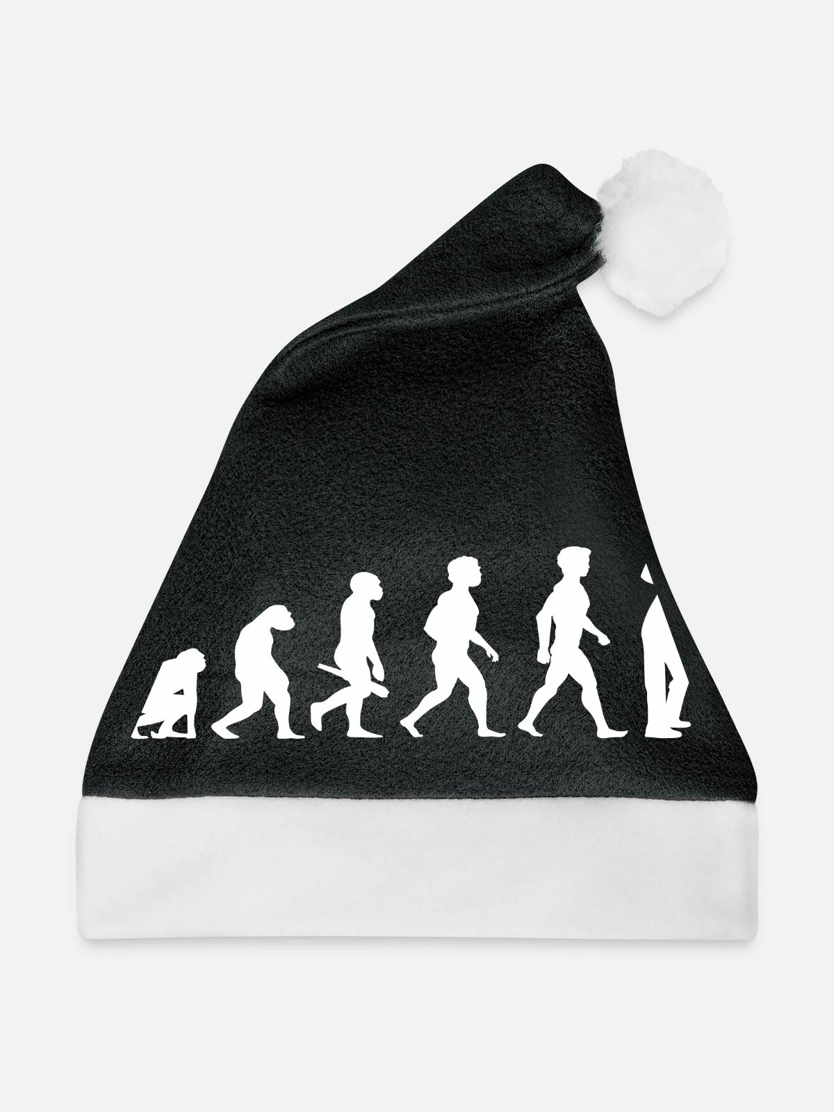 Evolution Golf Golfer Golfspieler Golfplatz - Weihnachtsmütze - Schwarz/Weiß - Vorne