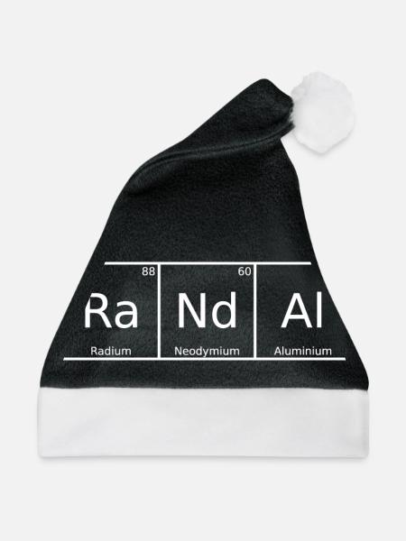 Randal Name Vorname Chemie Periodensystem Elemente - Weihnachtsmütze - Schwarz/Weiß - Vorne