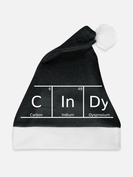 Cindy Name Vorname Chemie Periodensystem Elemente - Weihnachtsmütze - Schwarz/Weiß - Vorne