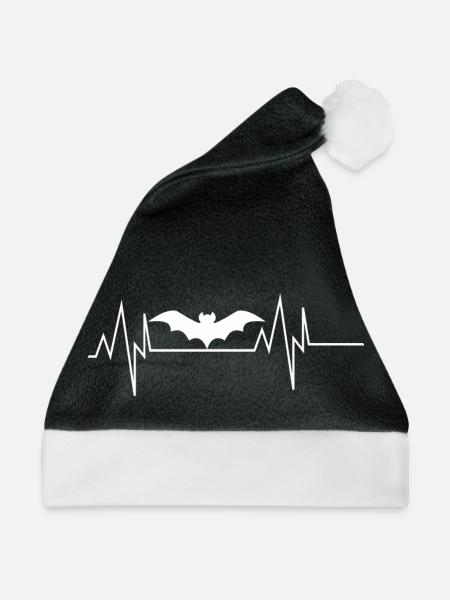 Halloween Fledermaus Herzschlag - Weihnachtsmütze - Schwarz/Weiß