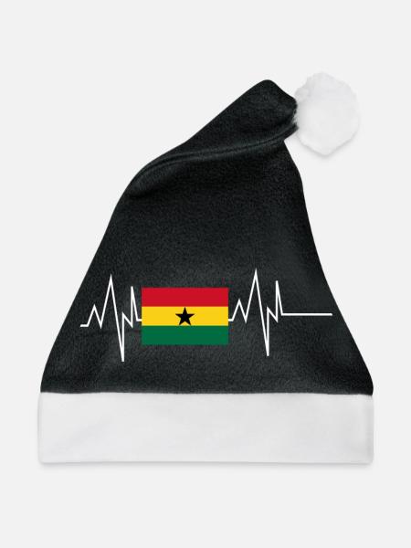 Ghana Flagge Herzschlag - Weihnachtsmütze - Schwarz/Weiß - Vorne