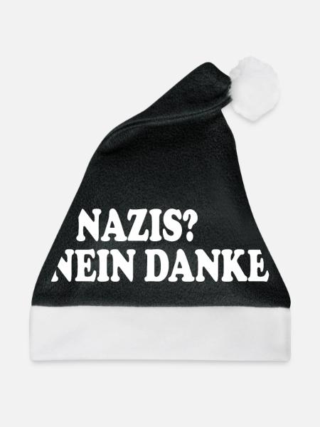 Nazis nein danke - Weihnachtsmütze - Schwarz/Weiß - Vorne