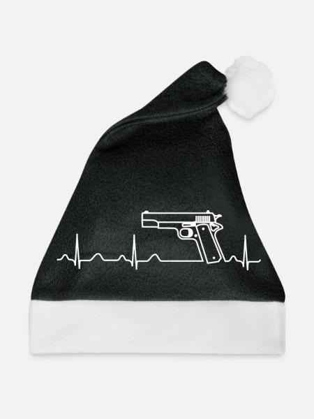 Colt Pistole 45ACP Heartbeat weiß - Weihnachtsmütze - Schwarz/Weiß - Vorne