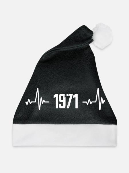 1971 - Jahrgang 1971 - vintage 1971 - Weihnachtsmütze - Schwarz/Weiß - Vorne