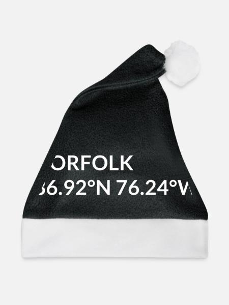 Norfolk Virginia USA Koordinaten - Weihnachtsmütze - Schwarz/Weiß - Vorne