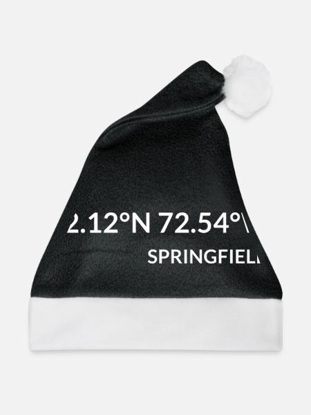 Springfield Massachusetts USA Koordinaten - Weihnachtsmütze - Schwarz/Weiß - Vorne