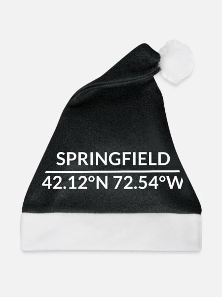 Springfield Massachusetts USA Koordinaten - Weihnachtsmütze - Schwarz/Weiß - Vorne