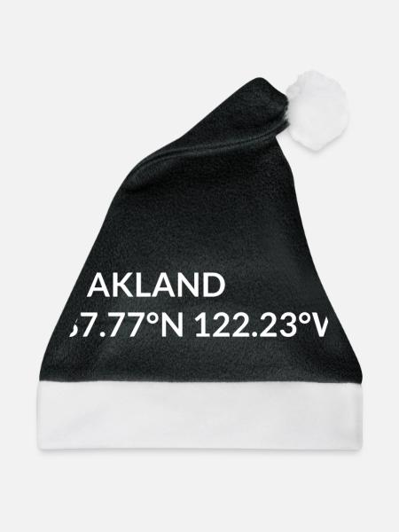 Oakland California USA Koordinaten - Weihnachtsmütze - Schwarz/Weiß - Vorne
