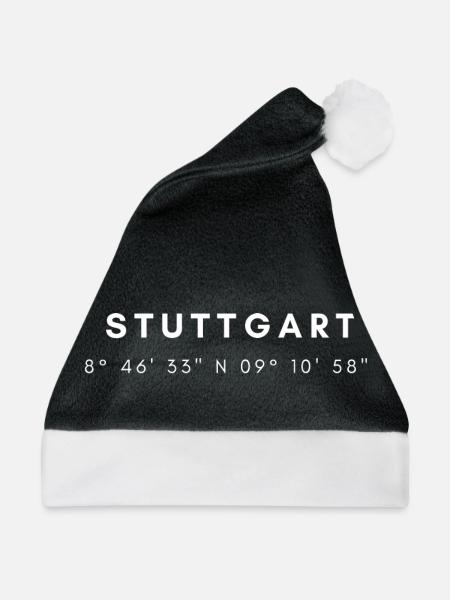 Stuttgart Koordinaten - Weihnachtsmütze - Schwarz/Weiß - Vorne