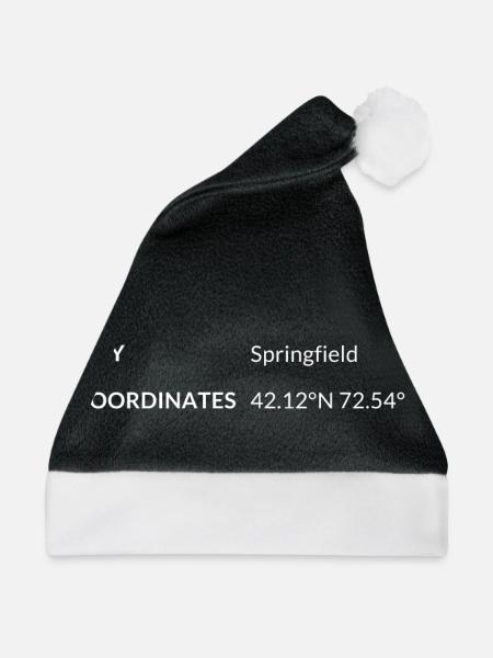 Springfield Massachusetts USA Koordinaten - Weihnachtsmütze - Schwarz/Weiß - Vorne