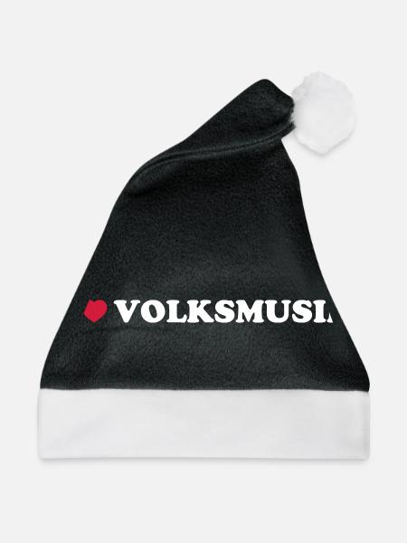 I LOVE VOLKSMUSIK - Weihnachtsmütze - Schwarz/Weiß - Vorne