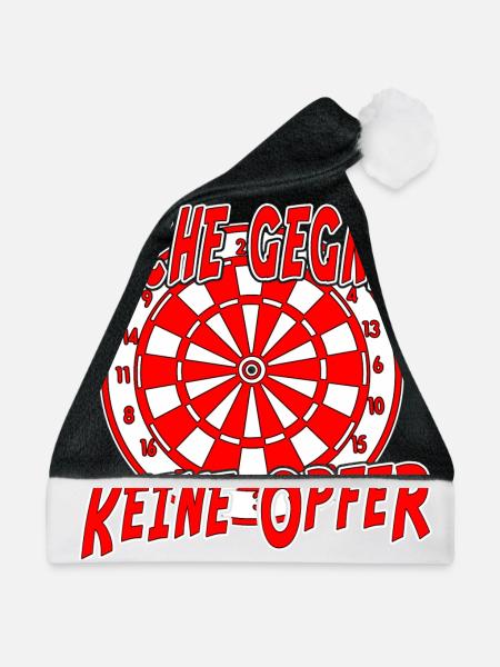 Dartscheibe - Suche Gegner, keine Opfer - Weihnachtsmütze - Schwarz/Weiß - Vorne