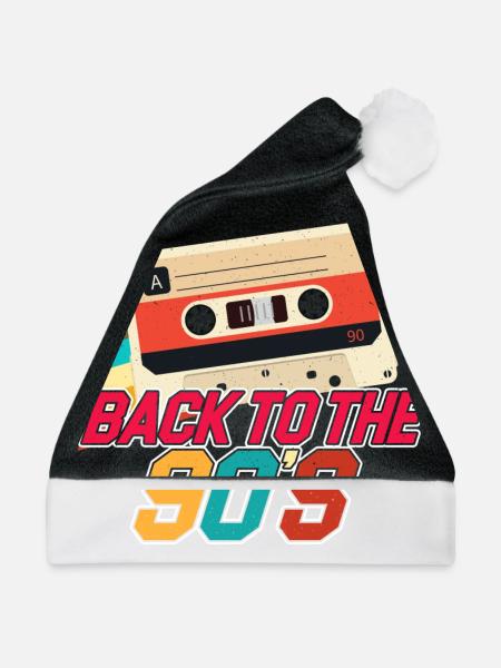 Zurück in die 90er - Retro - Weihnachtsmütze - Schwarz/Weiß - Vorne