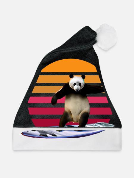 Panda Surfer - Weihnachtsmütze - Schwarz/Weiß