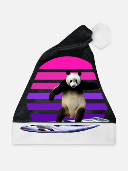 Panda Surfer - Weihnachtsmütze - Schwarz/Weiß