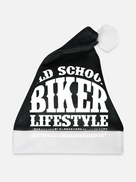 Old School Biker - Weihnachtsmütze - Schwarz/Weiß - Vorne