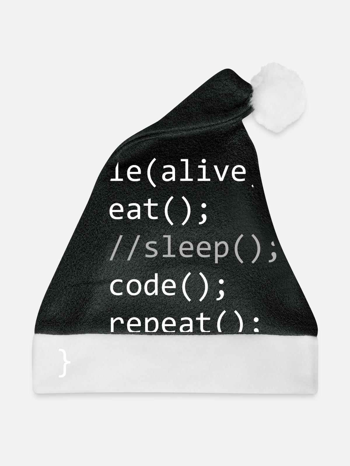 Code While Alive - Weihnachtsmütze - Schwarz/Weiß - Vorne