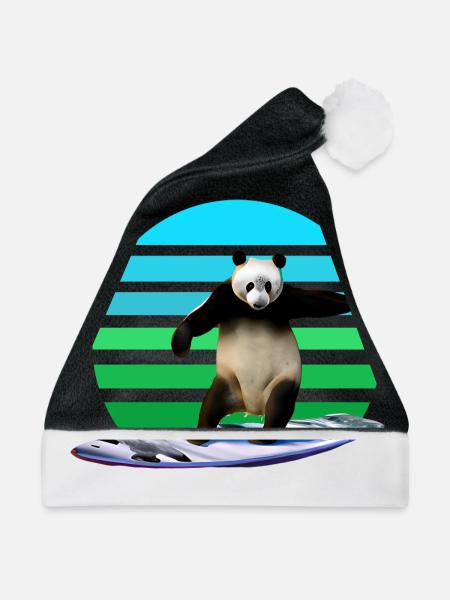 Panda Surfer - Weihnachtsmütze - Schwarz/Weiß