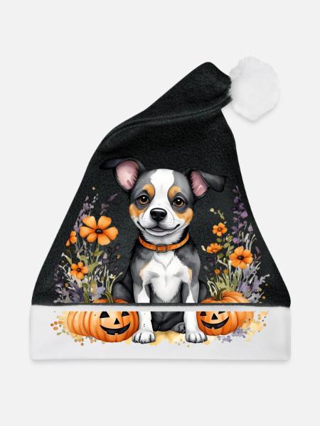 Halloween-Welpe - Weihnachtsmütze - Schwarz/Weiß