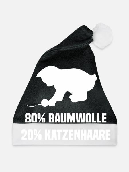 80% Baumwolle 20% Katzenhaare Baumwolle Katzenhaar - Weihnachtsmütze - Schwarz/Weiß