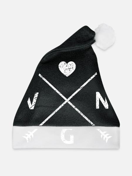 VEGAN lustiges Veganer Geschenk - Weihnachtsmütze - Schwarz/Weiß - Vorne