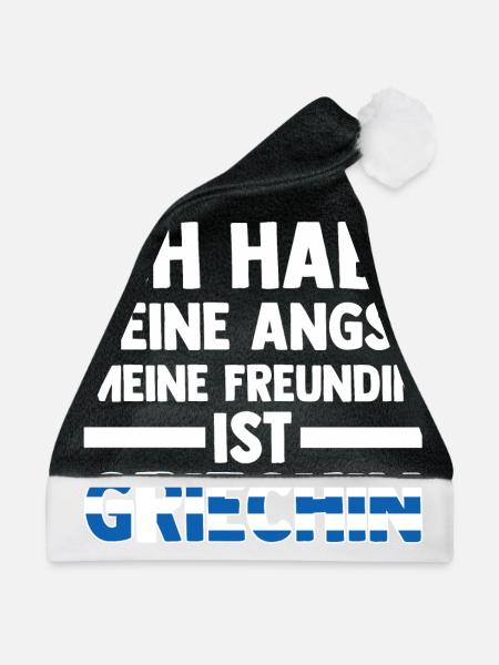 Ich habe keine Angst meine Freundin ist Griechin - Weihnachtsmütze - Schwarz/Weiß - Vorne
