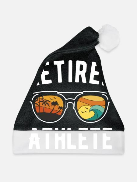 Aktiver Rentner-Sportler mit Sonnenbrille am - Weihnachtsmütze - Schwarz/Weiß - Vorne