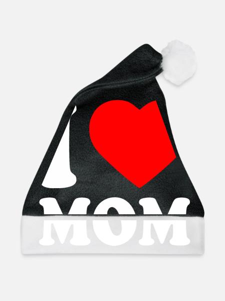 I love mom - Weihnachtsmütze - Schwarz/Weiß