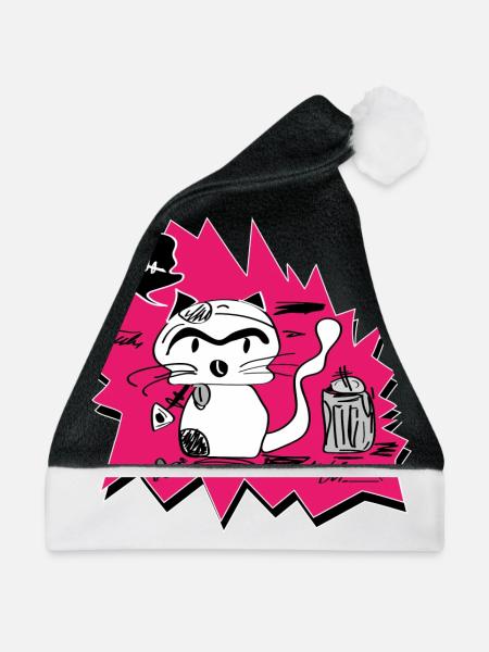 little bad cat - Weihnachtsmütze - Schwarz/Weiß