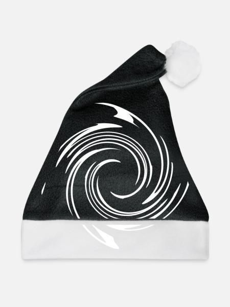 Wirbel Spirale Kringel Muster Shirt Geschenk Idee - Weihnachtsmütze - Schwarz/Weiß - Vorne