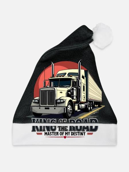King of the Road – LKW-Trucker Design - Weihnachtsmütze - Schwarz/Weiß