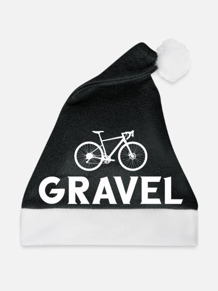 Gravel Bike Fahrrad Radfahrer Radfahrerin - Weihnachtsmütze - Schwarz/Weiß - Vorne