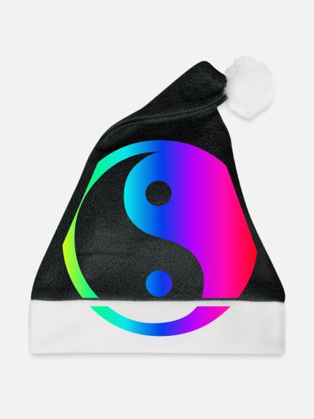 Regenbogen Ying Yang - Weihnachtsmütze - Schwarz/Weiß