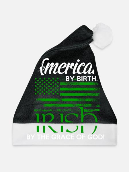American by Birth - Irish by the grace of God - Weihnachtsmütze - Schwarz/Weiß - Vorne